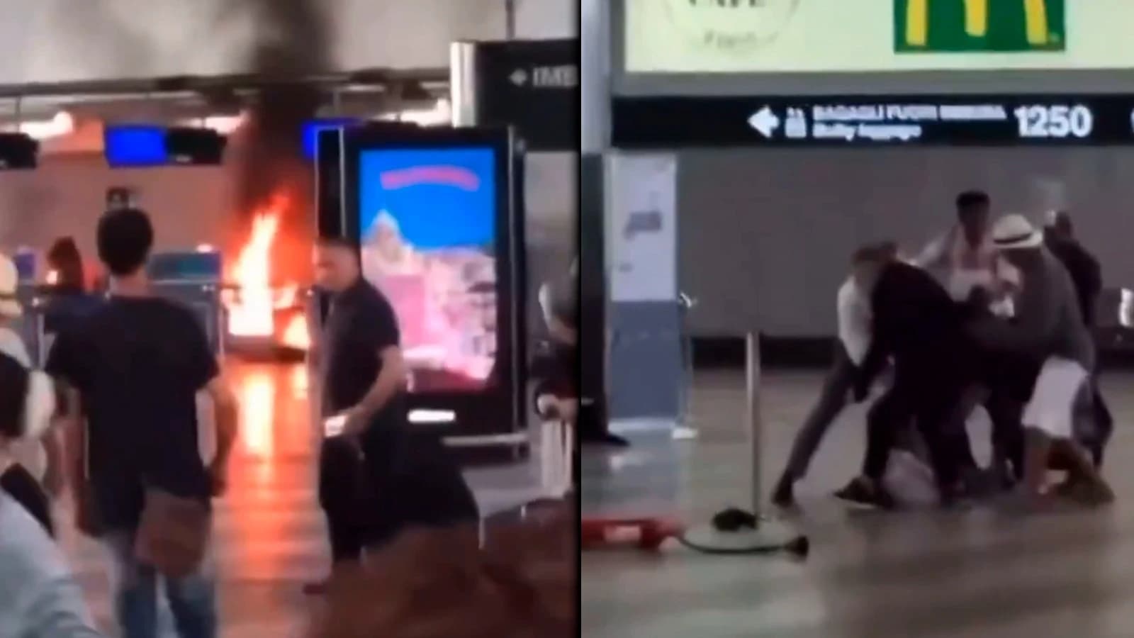Vídeo: un italiano para al inmigrante maliense en Malpensa a golpes de extintor