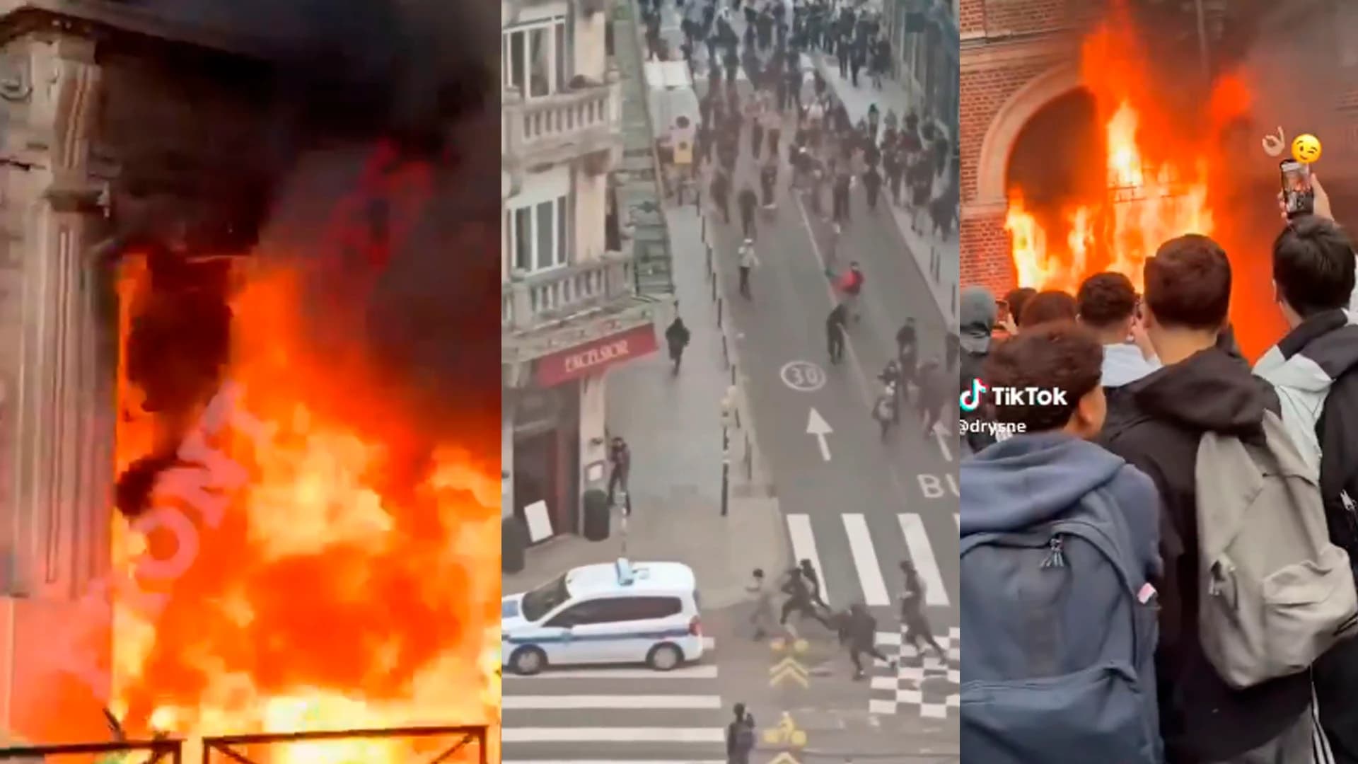 Vídeos de Francia en llamas, el caos absoluto y la deriva de las protestas estudiantiles continúa
